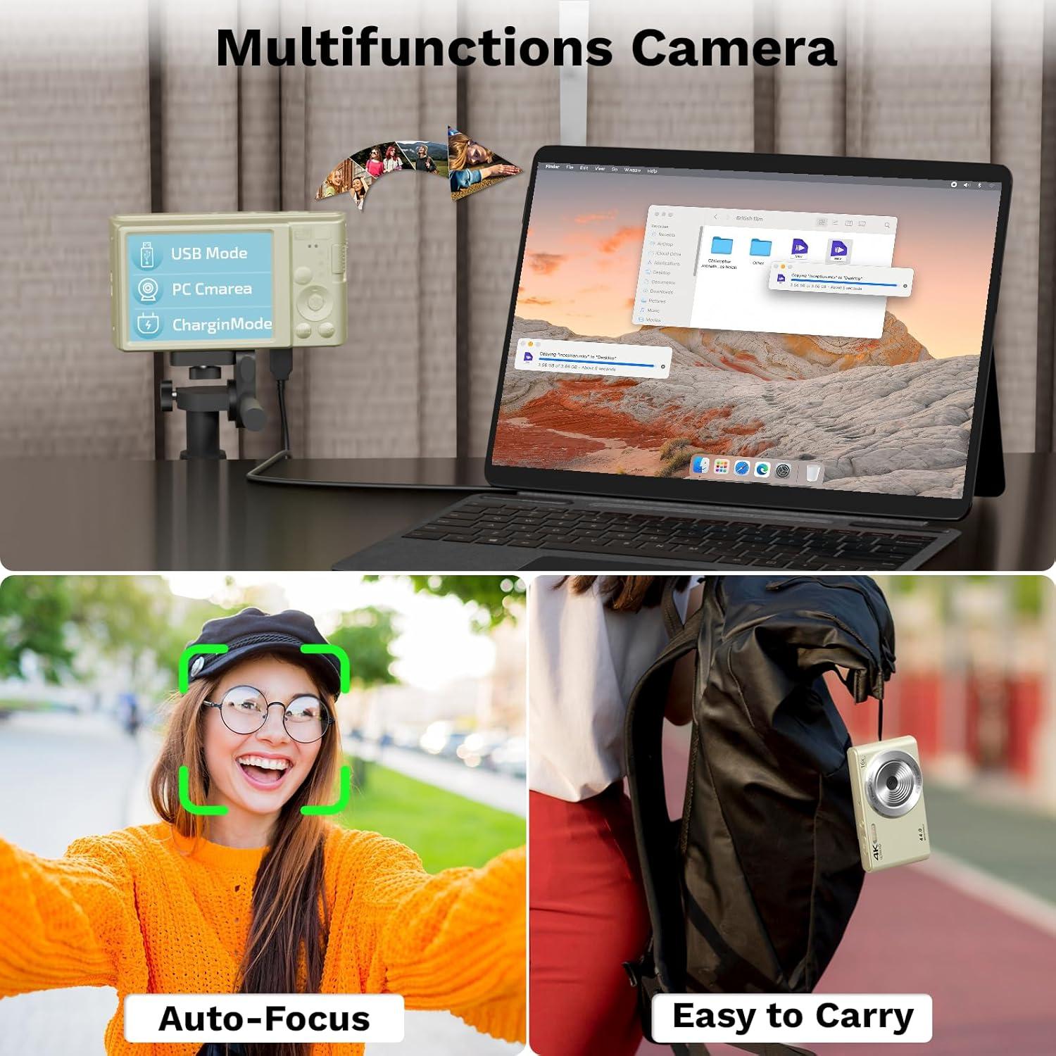 Cámara Digital Compacta SMARTKLIK 44MP FHD 4K para Niños