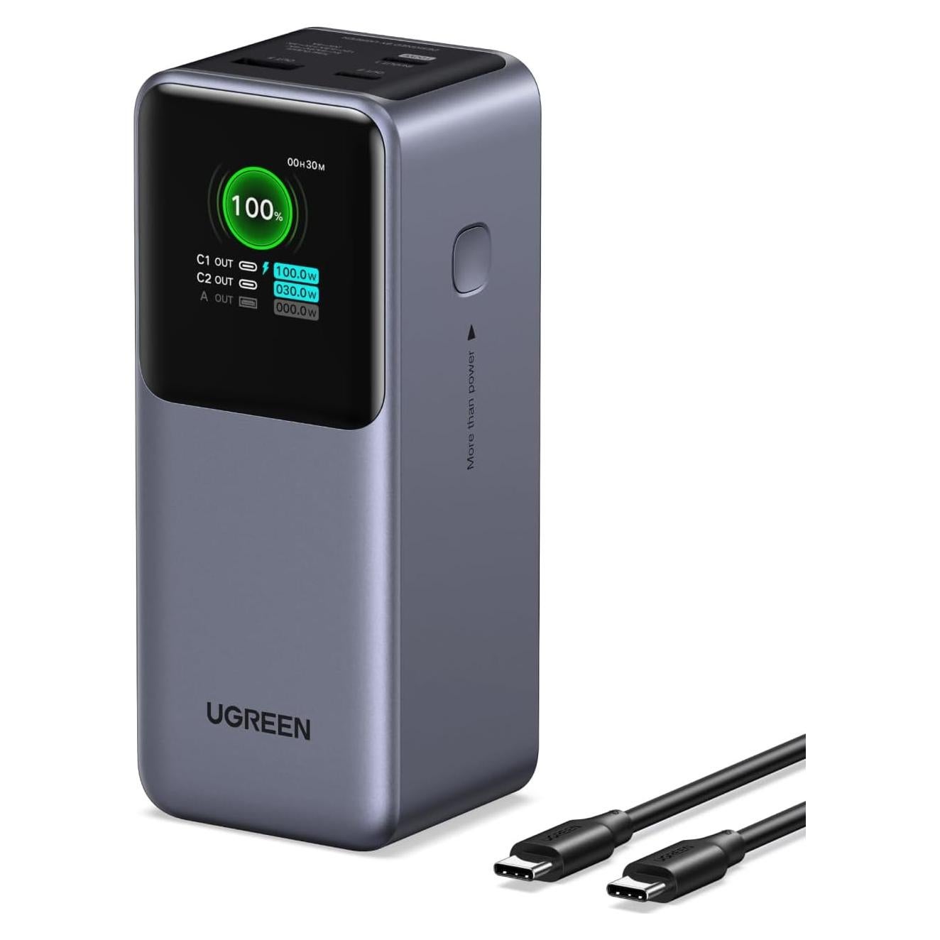 Power Bank UGREEN 20000mAh 130W Carga Rápida Pantalla TFT