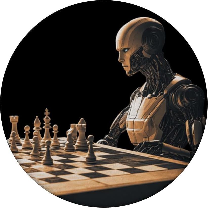 PopSockets PopGrip Adhesivo Robot IA Ajedrez Negro