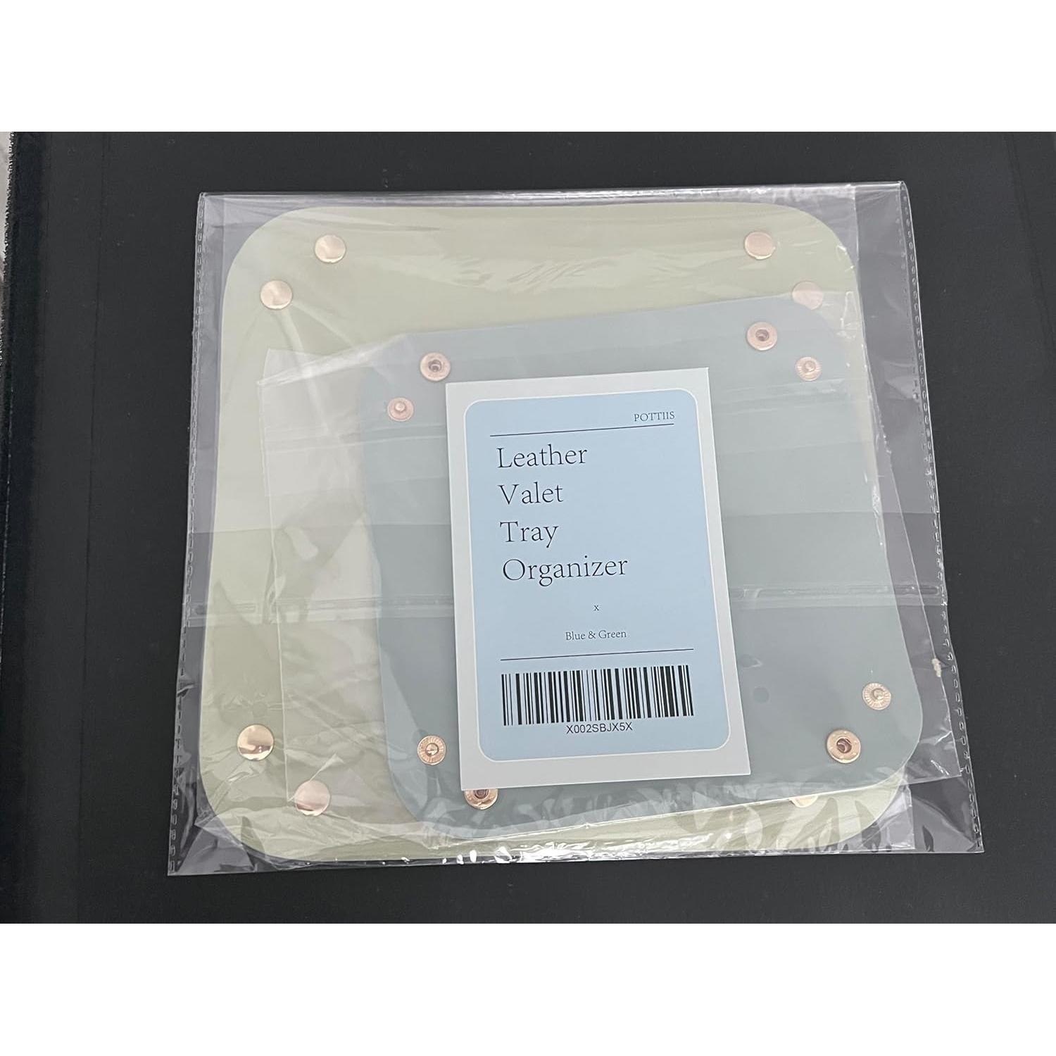 Organizador de bandeja de cuero POTTIIS - 2 piezas Azul y Verde