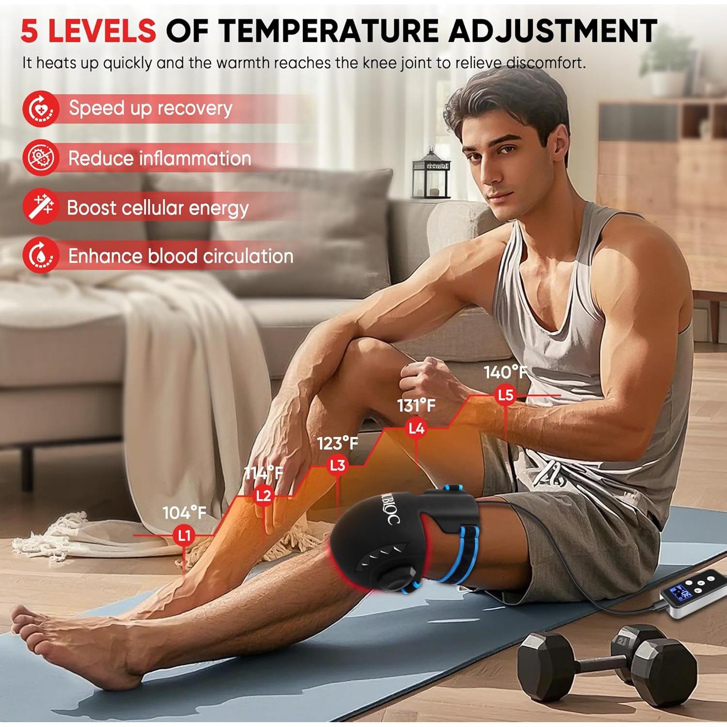 Red Light Therapy for Knee Pain Relief,Vibration Knee Massager with 660nm&850nm,3 in 1 Heated Knee Brace for Knee/Joint/Elbow/Shoulder,Rechargeable Near Infrared Light Therapy Device