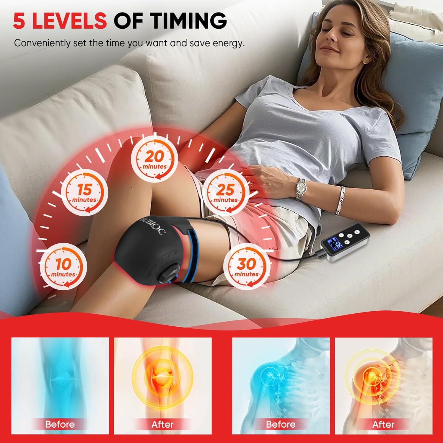 Red Light Therapy for Knee Pain Relief,Vibration Knee Massager with 660nm&850nm,3 in 1 Heated Knee Brace for Knee/Joint/Elbow/Shoulder,Rechargeable Near Infrared Light Therapy Device