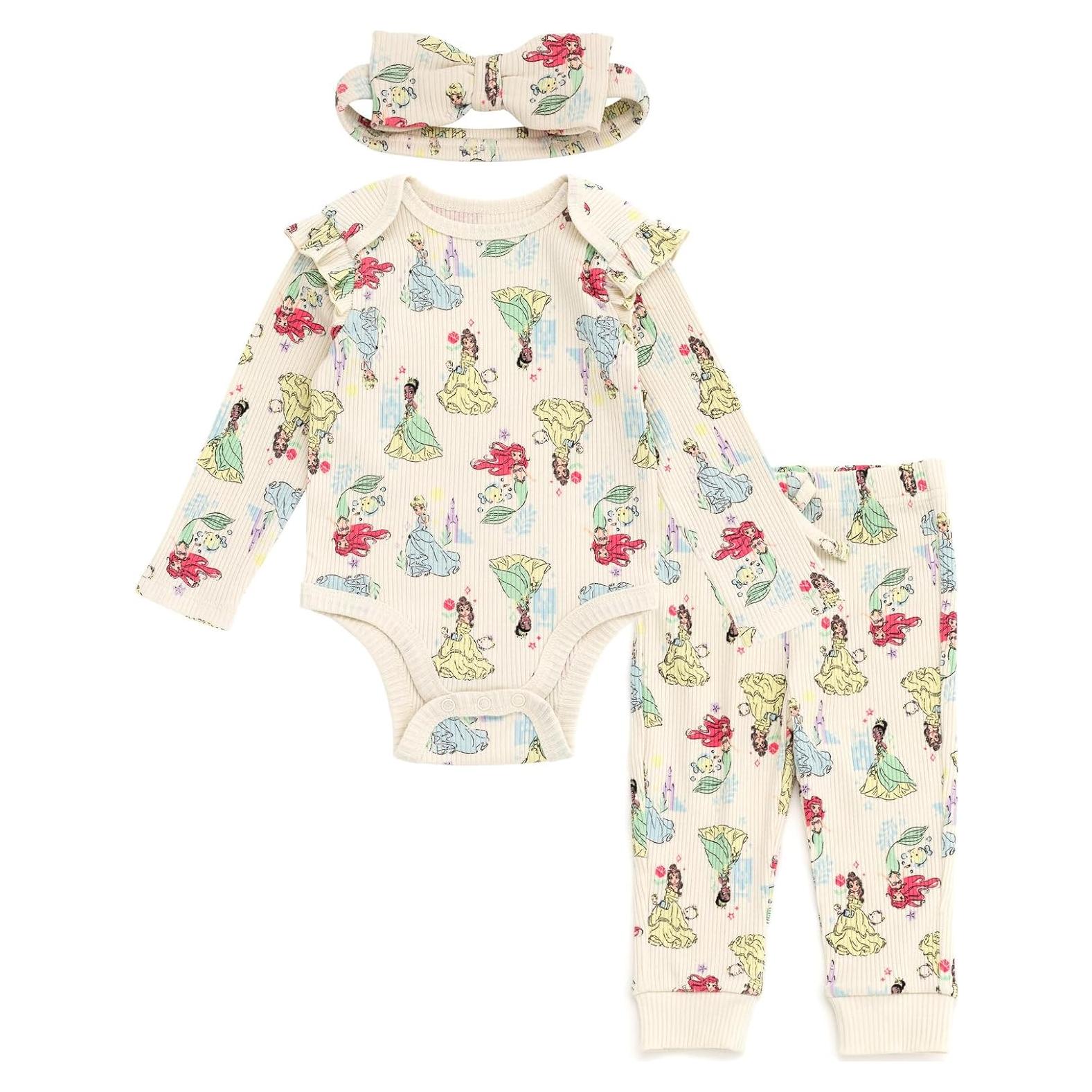 Conjunto 3 Piezas Ropa Bebé Niña Disney - Body, Jogger, Diadema