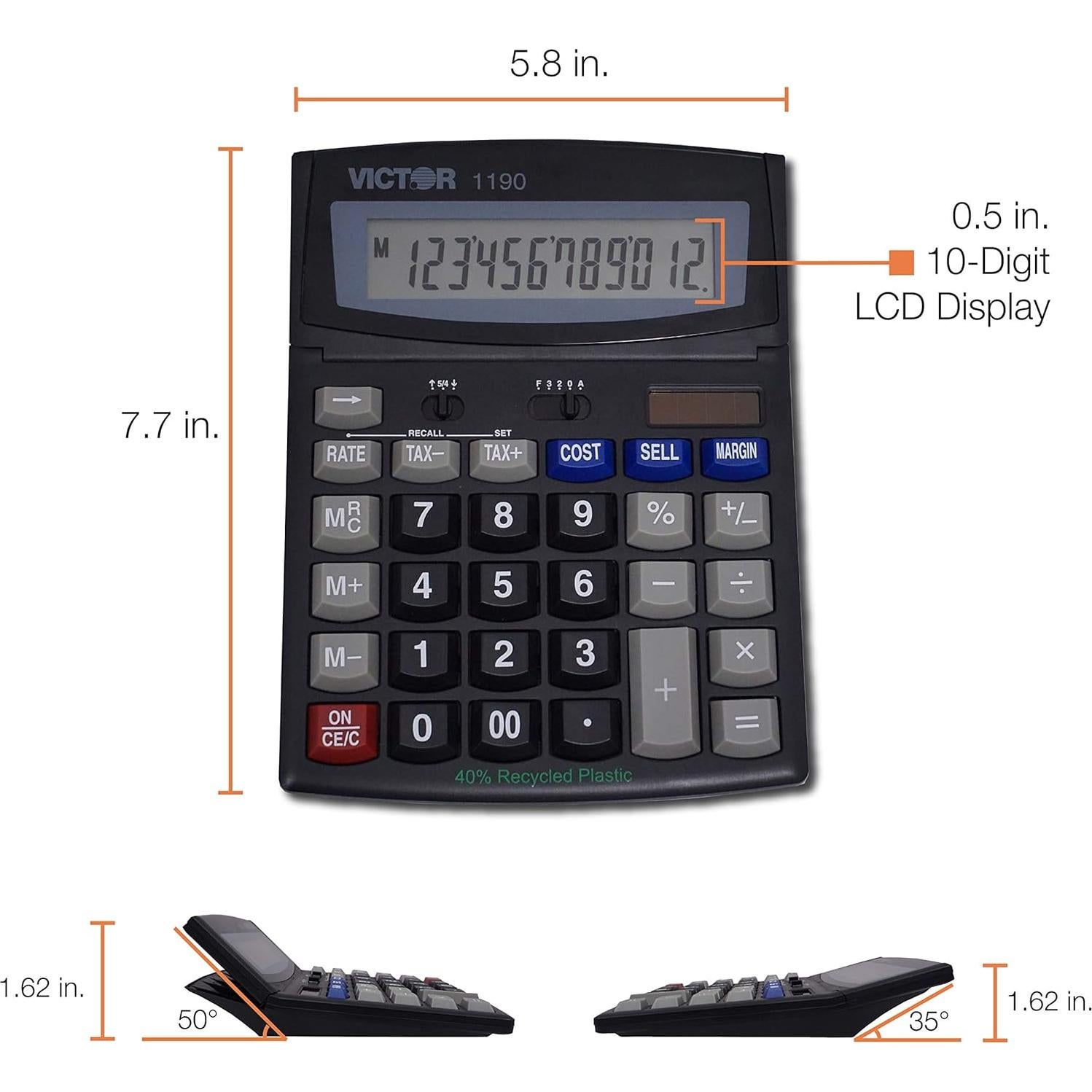 Calculadora de Escritorio VICTOR 1190 LCD 12 Dígitos