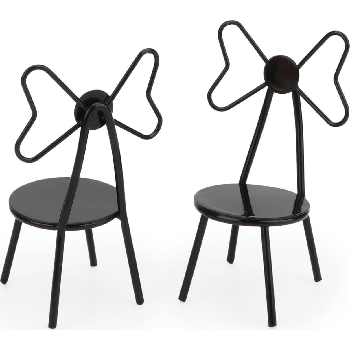 Juego de Sillas Miniatura Cutemini 1:12 Metal Negro (2 Piezas)