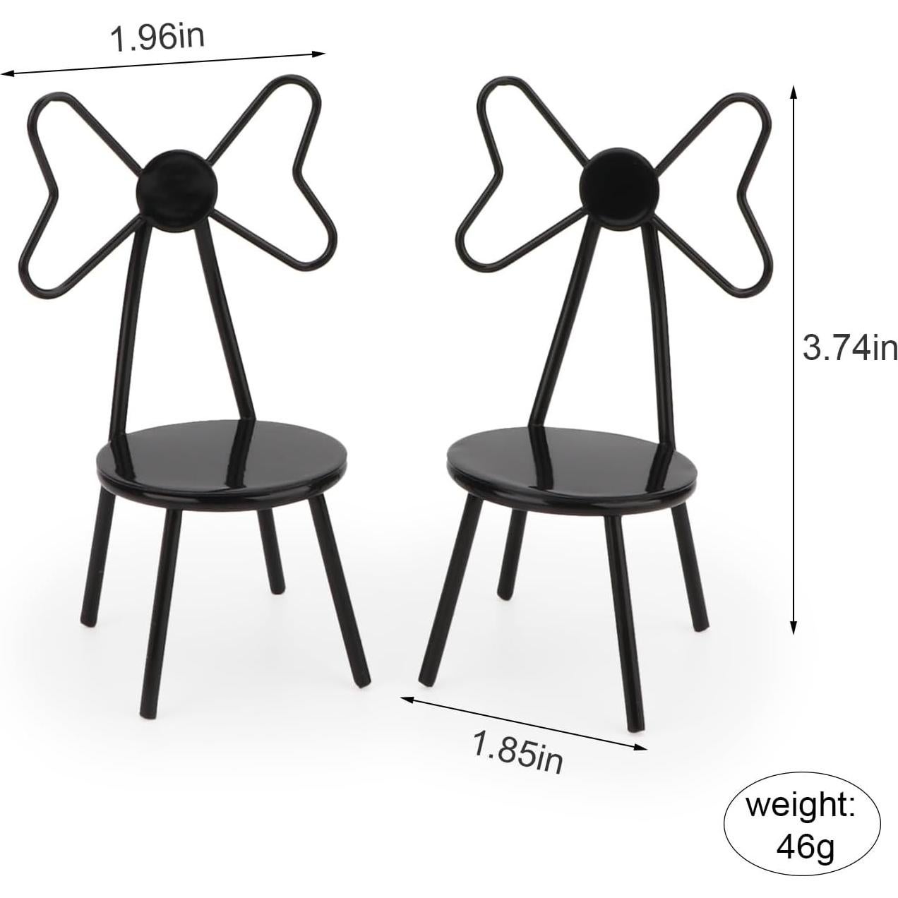 Juego de Sillas Miniatura Cutemini 1:12 Metal Negro (2 Piezas)