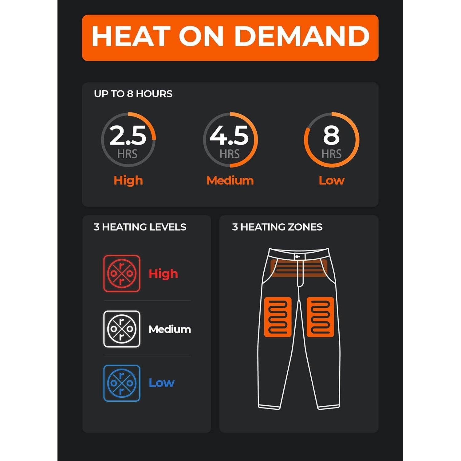 Pantalones Térmicos Casuales Hombre ORORO Forro Polar Negro 34