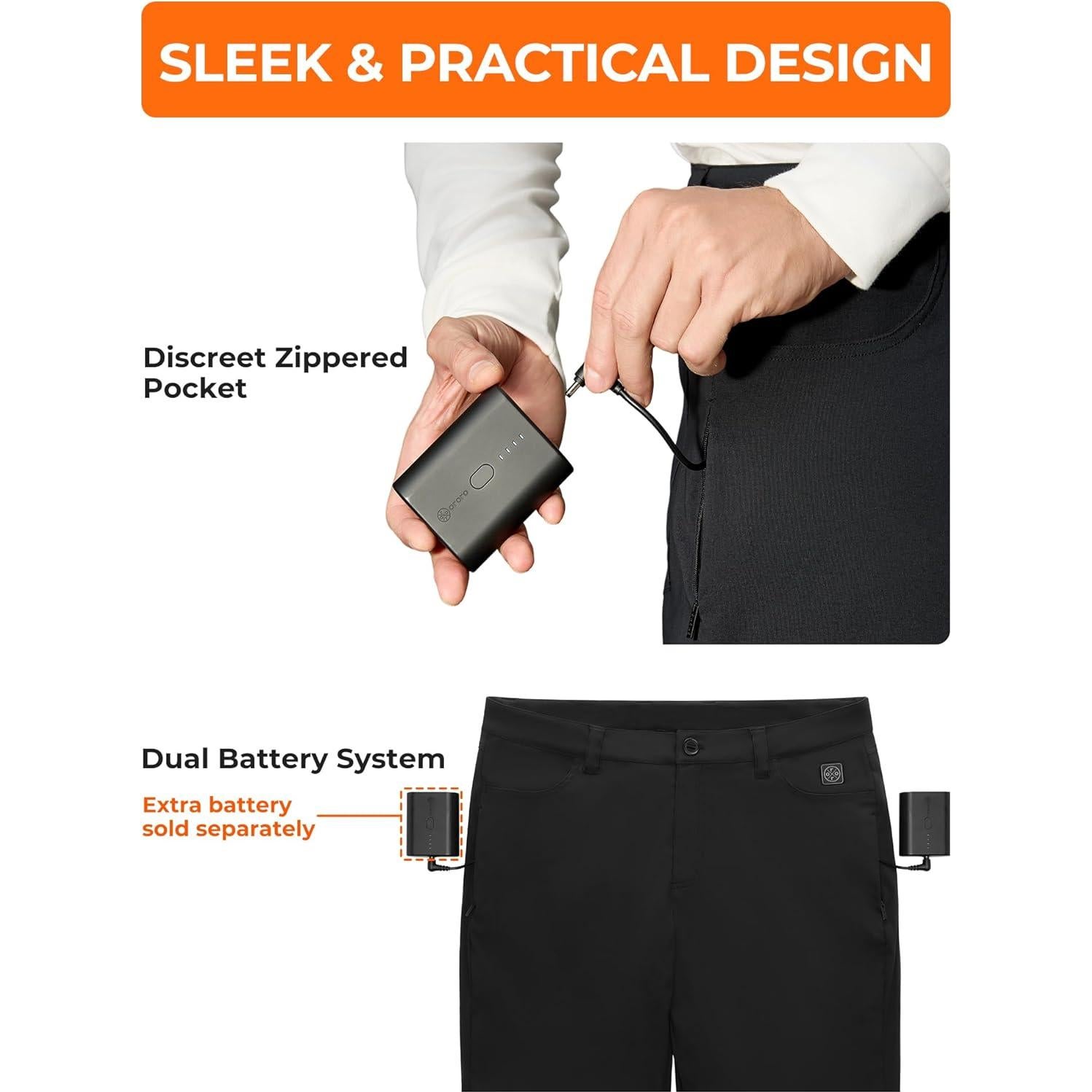 Pantalones Térmicos Casuales Hombre ORORO Forro Polar Negro 34