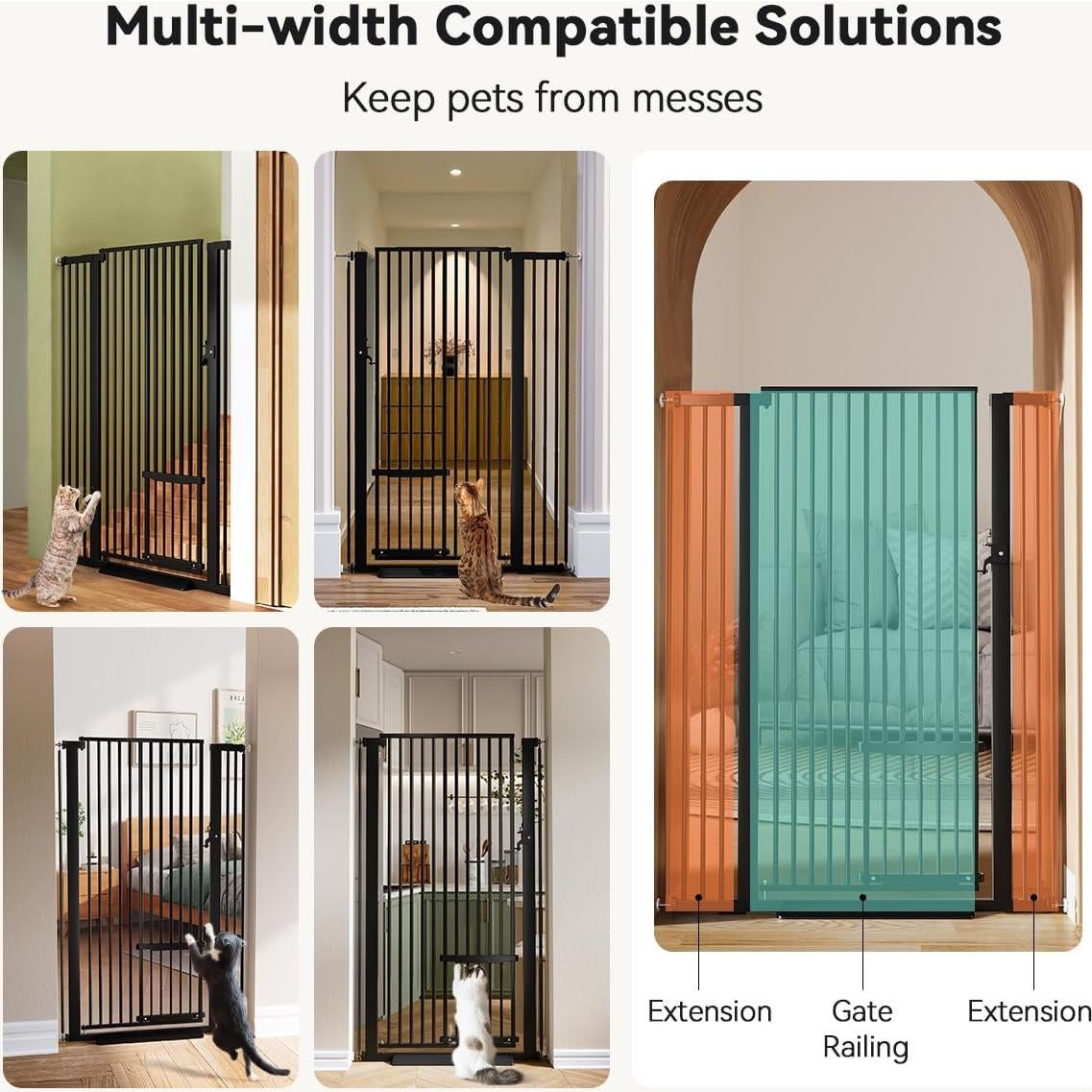 Puerta para Mascotas COMOMY 140 cm Alta Ajustable 75-103 cm