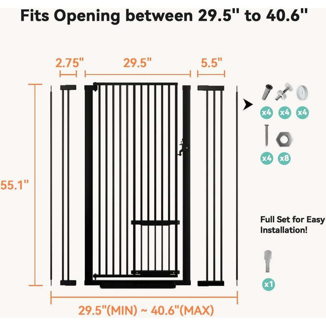 Puerta para Mascotas COMOMY 140 cm Alta Ajustable 75-103 cm