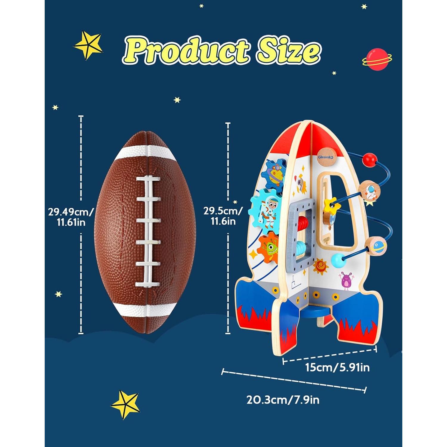 Cubo de Actividad de Madera Gleamkid Cohete 6 en 1 Educativo