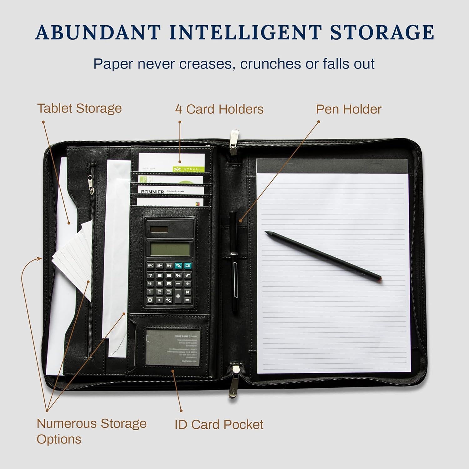 Cartera de Negocios Cossini Cuero Vegano Negro 25.5x34.5cm