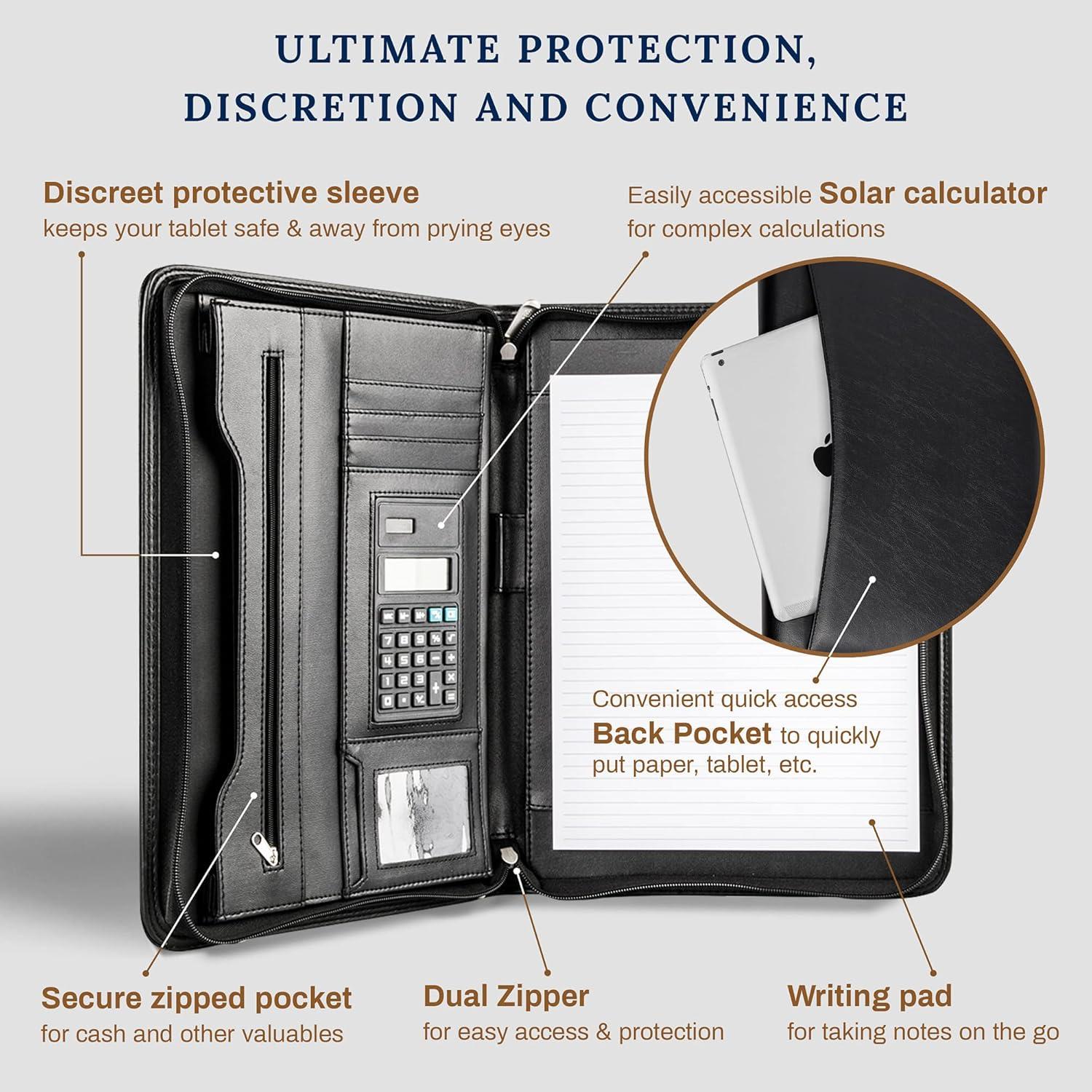 Cartera de Negocios Cossini Cuero Vegano Negro 25.5x34.5cm