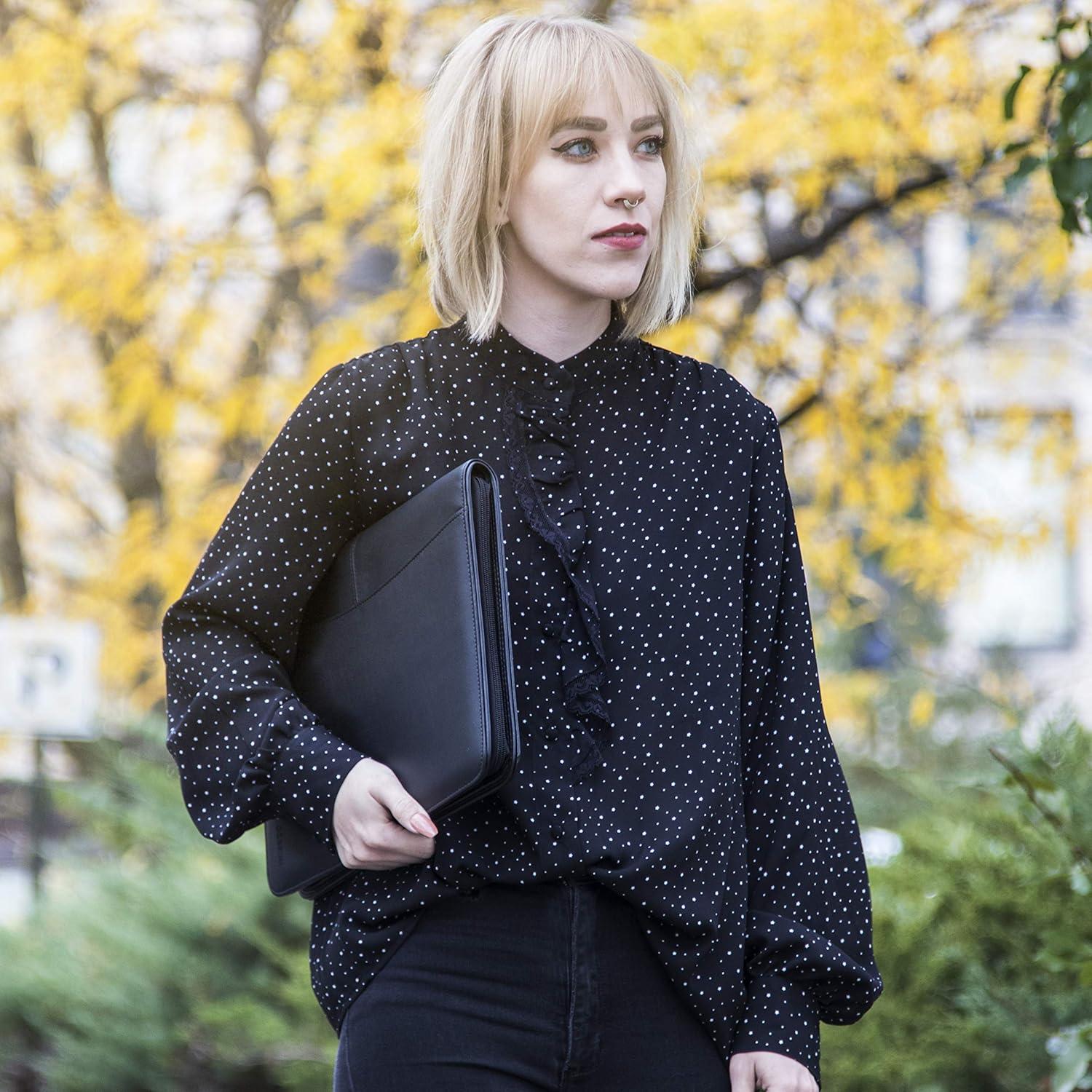 Cartera de Negocios Cossini Cuero Vegano Negro 25.5x34.5cm