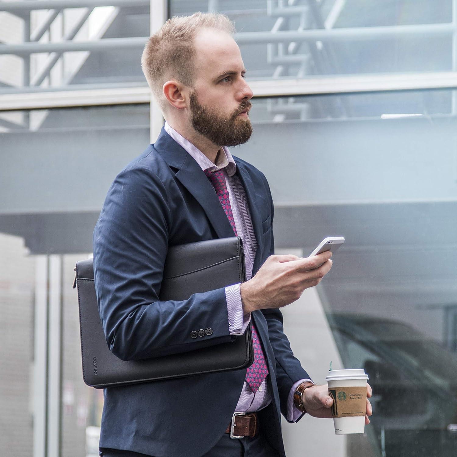 Cartera de Negocios Cossini Cuero Vegano Negro 25.5x34.5cm