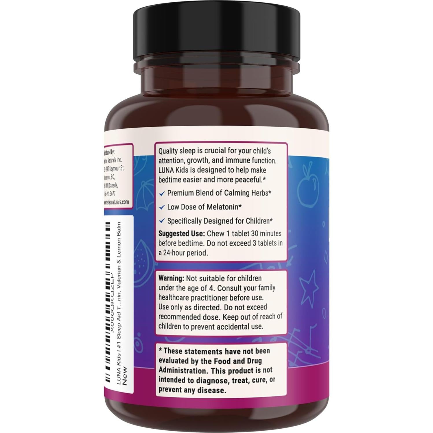 Luna Niños Suplemento Natural para Sueño 120 Tabletas