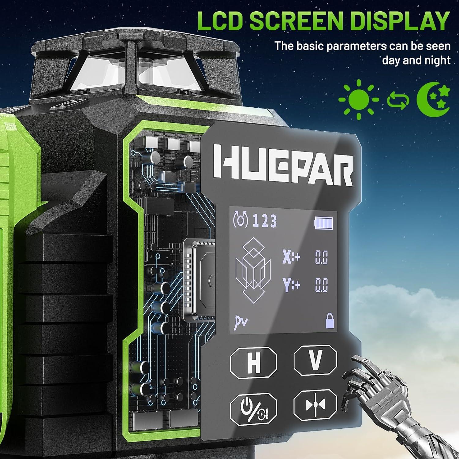 Nivel Láser 3D Autonivelante Huepar W03CG Bluetooth 12 Líneas