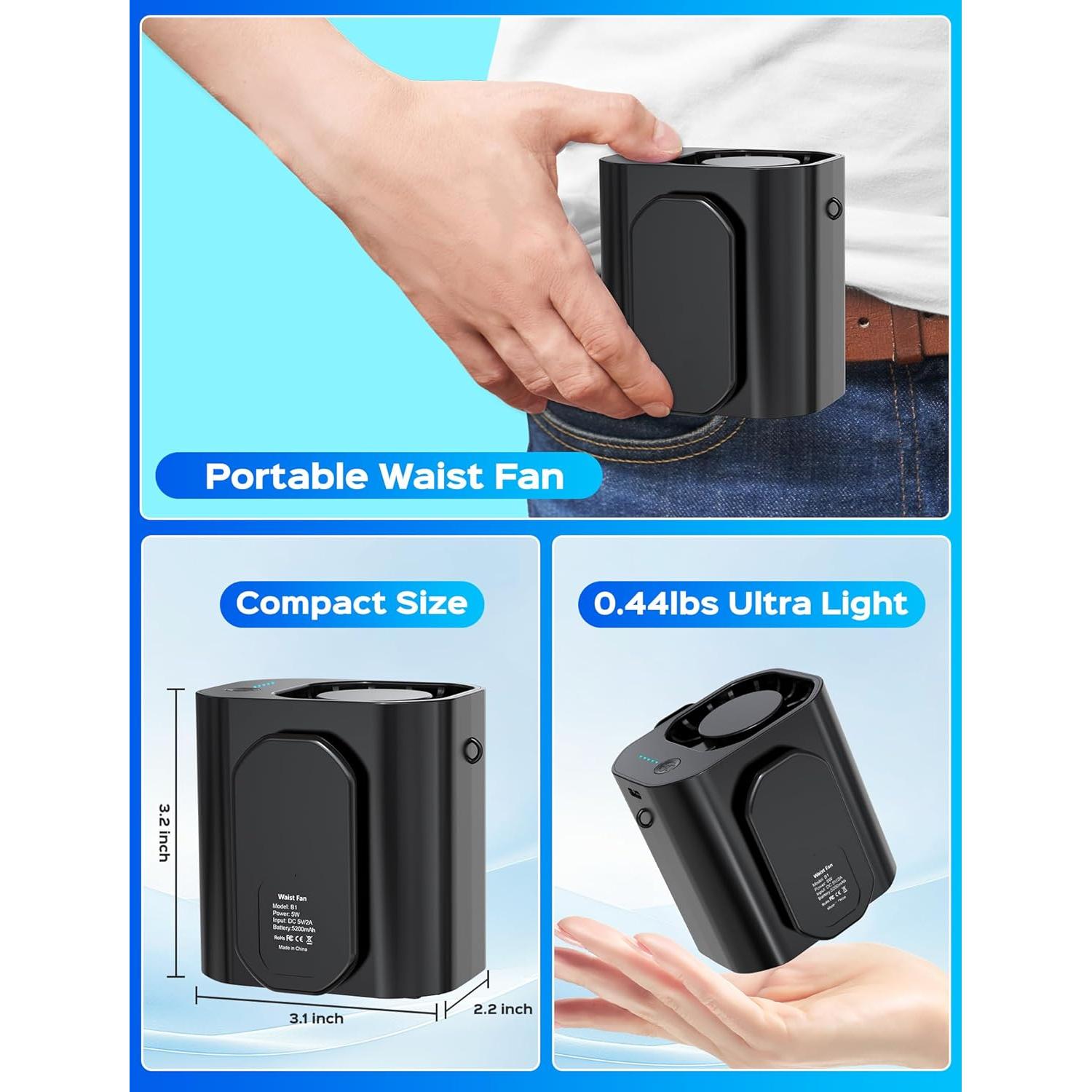 Ventilador Portátil de Clip Chrimeflame B1 Negro 10000RPM