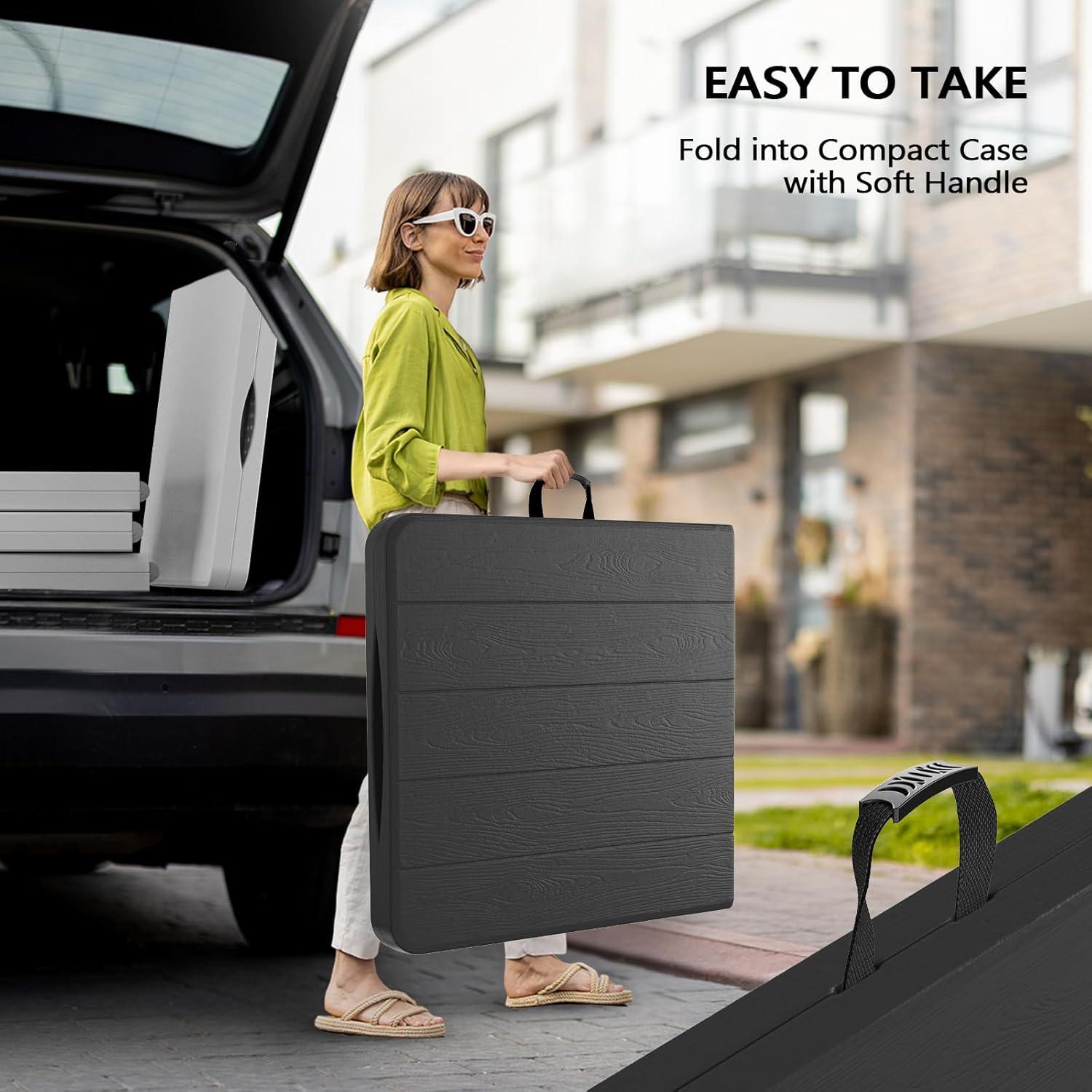 Mesa Plegable VINGLI 4 Pies Ajustable para Camping y Fiestas