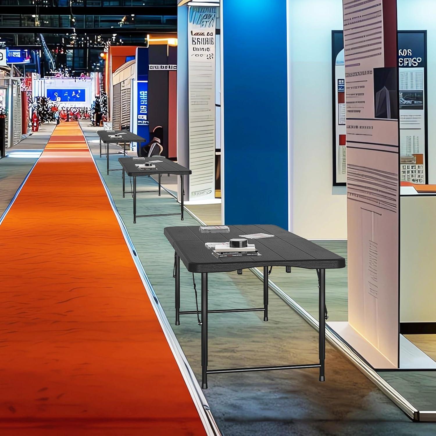 Mesa Plegable VINGLI 4 Pies Ajustable para Camping y Fiestas