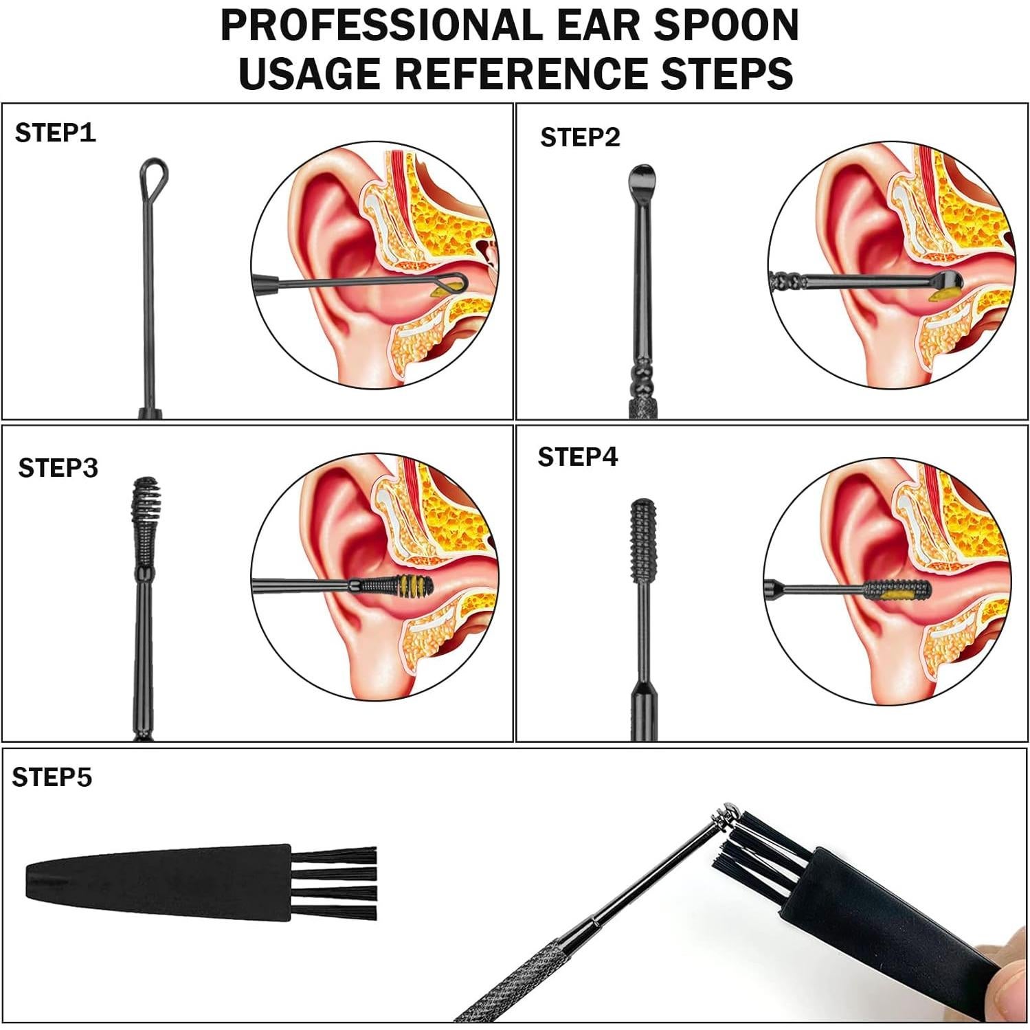 Kit de Eliminación de Cerumen Hion 6 Piezas Acero Inoxidable