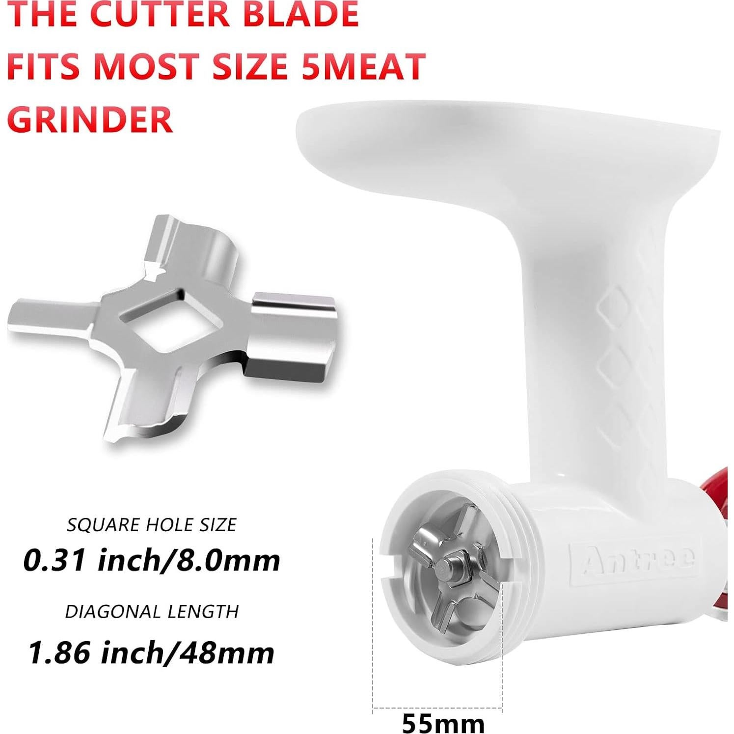 Antree Stainless Steel Meat Grinder Grinding Blades for Stand Mixer and Meat Grinder Attachment, 2 sharp blades