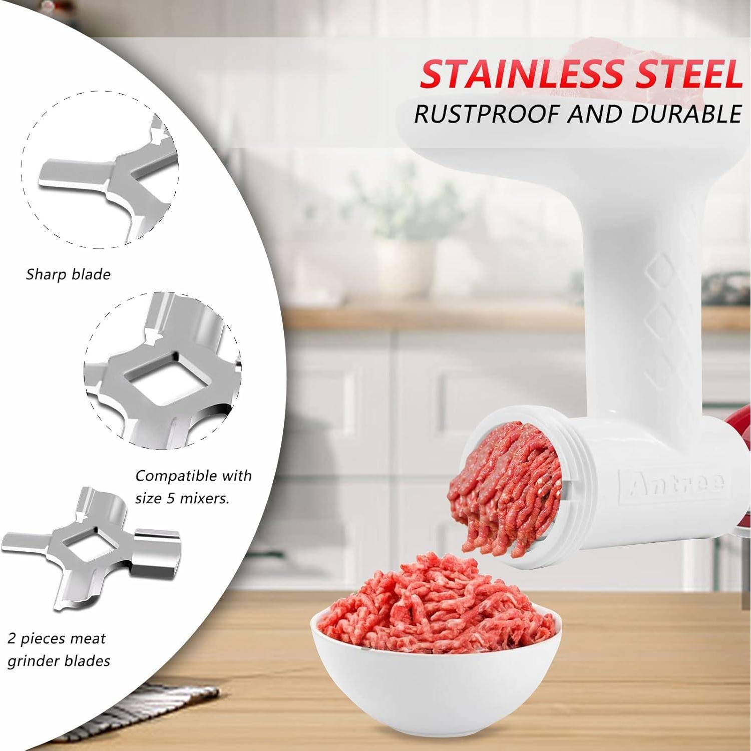 Antree Stainless Steel Meat Grinder Grinding Blades for Stand Mixer and Meat Grinder Attachment, 2 sharp blades