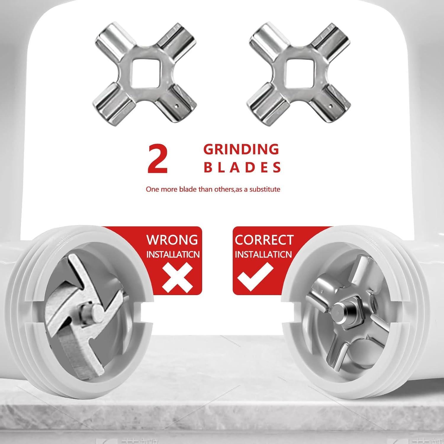 Antree Stainless Steel Meat Grinder Grinding Blades for Stand Mixer and Meat Grinder Attachment, 2 sharp blades