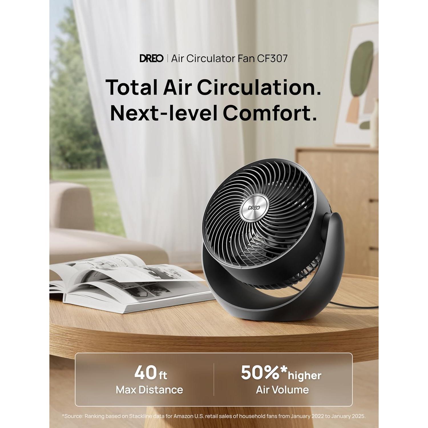 Ventilador de Mesa Dreo DR-HAF007 Negro, 30.48cm, 3 Velocidades, Silencioso 28dB