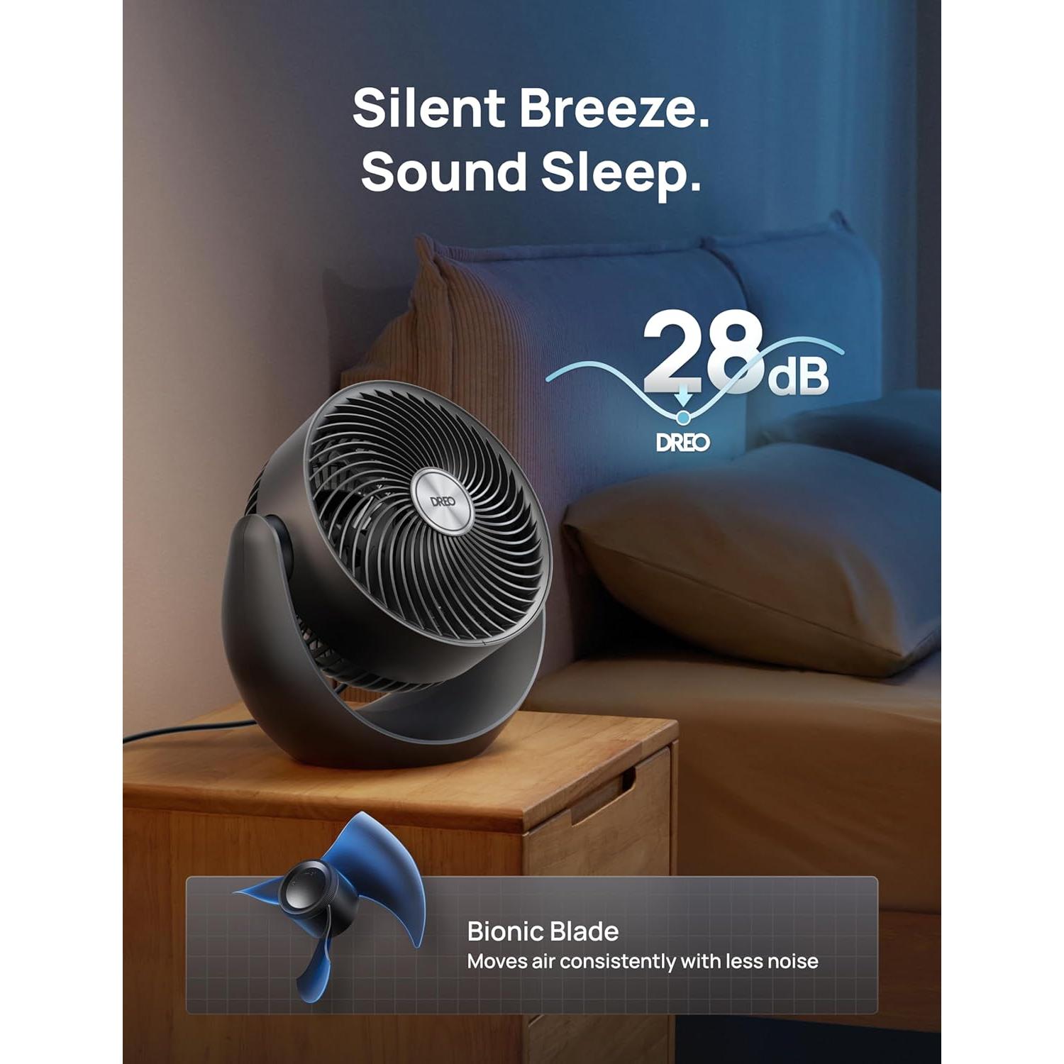 Ventilador de Mesa Dreo DR-HAF007 Negro, 30.48cm, 3 Velocidades, Silencioso 28dB