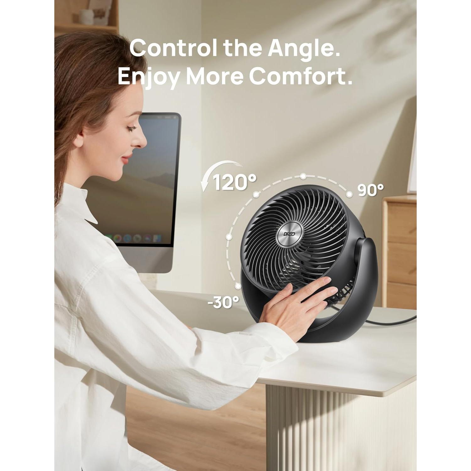 Ventilador de Mesa Dreo DR-HAF007 Negro, 30.48cm, 3 Velocidades, Silencioso 28dB