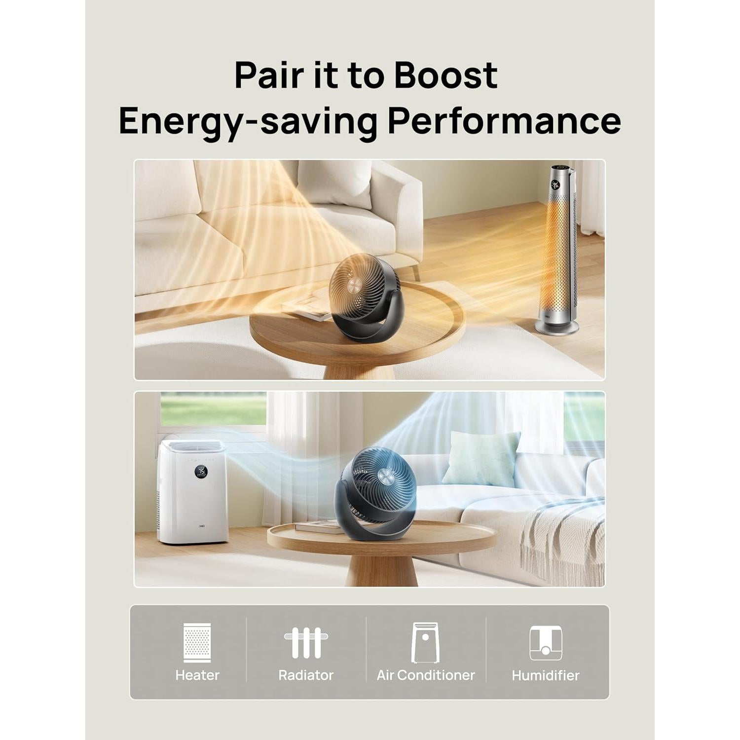 Ventilador de Mesa Dreo DR-HAF007 Negro, 30.48cm, 3 Velocidades, Silencioso 28dB