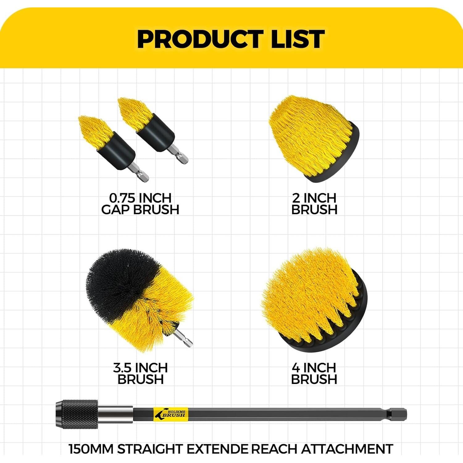 Holikme 6 Cepillos de Taladro para Limpieza de Superficies
