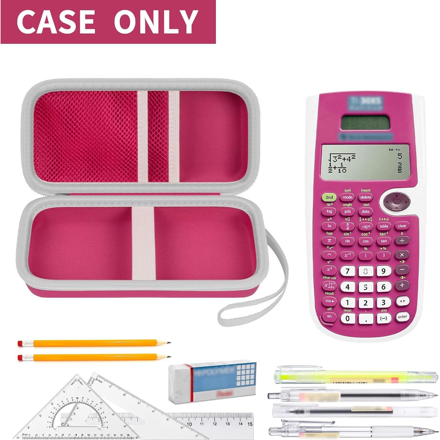 Funda Rosa para Calculadora TI-30XS con Almacenamiento