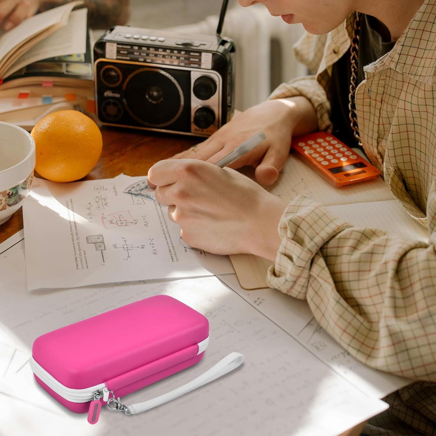 Funda Rosa para Calculadora TI-30XS con Almacenamiento