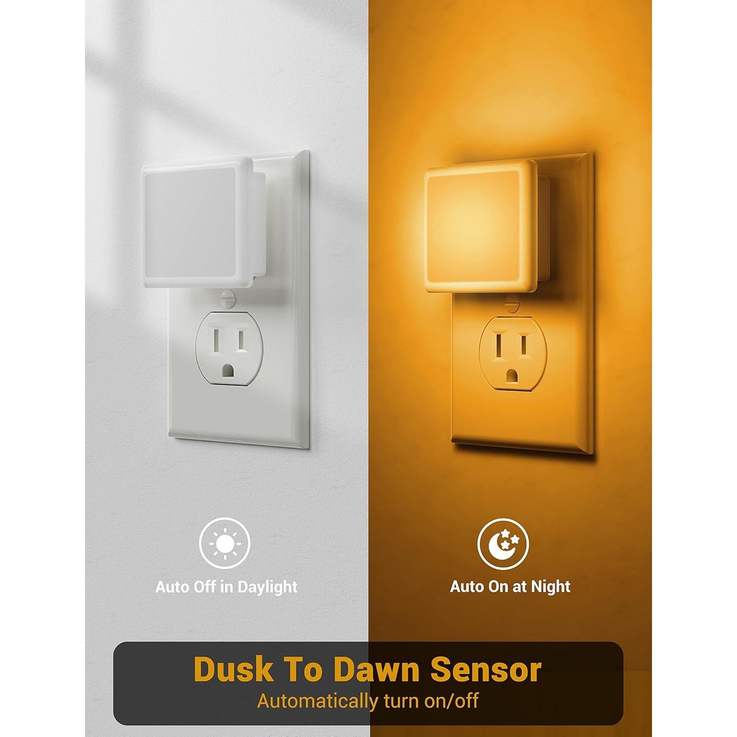 Luces Nocturnas LED JandCase Ámbar 2 Piezas 40 Lúmenes