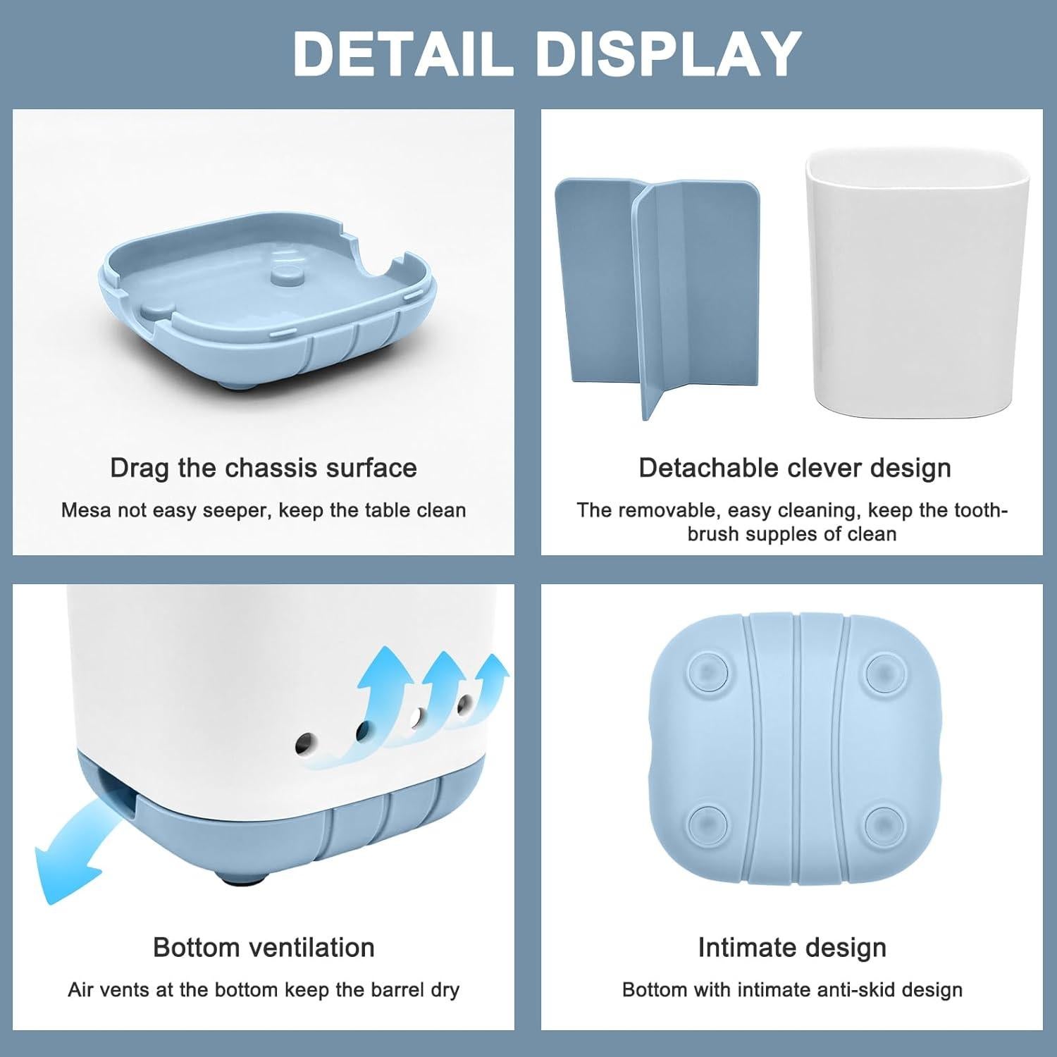 Soporte para Cepillos de Dientes Scartink Azul Desmontable 3 Compartimentos
