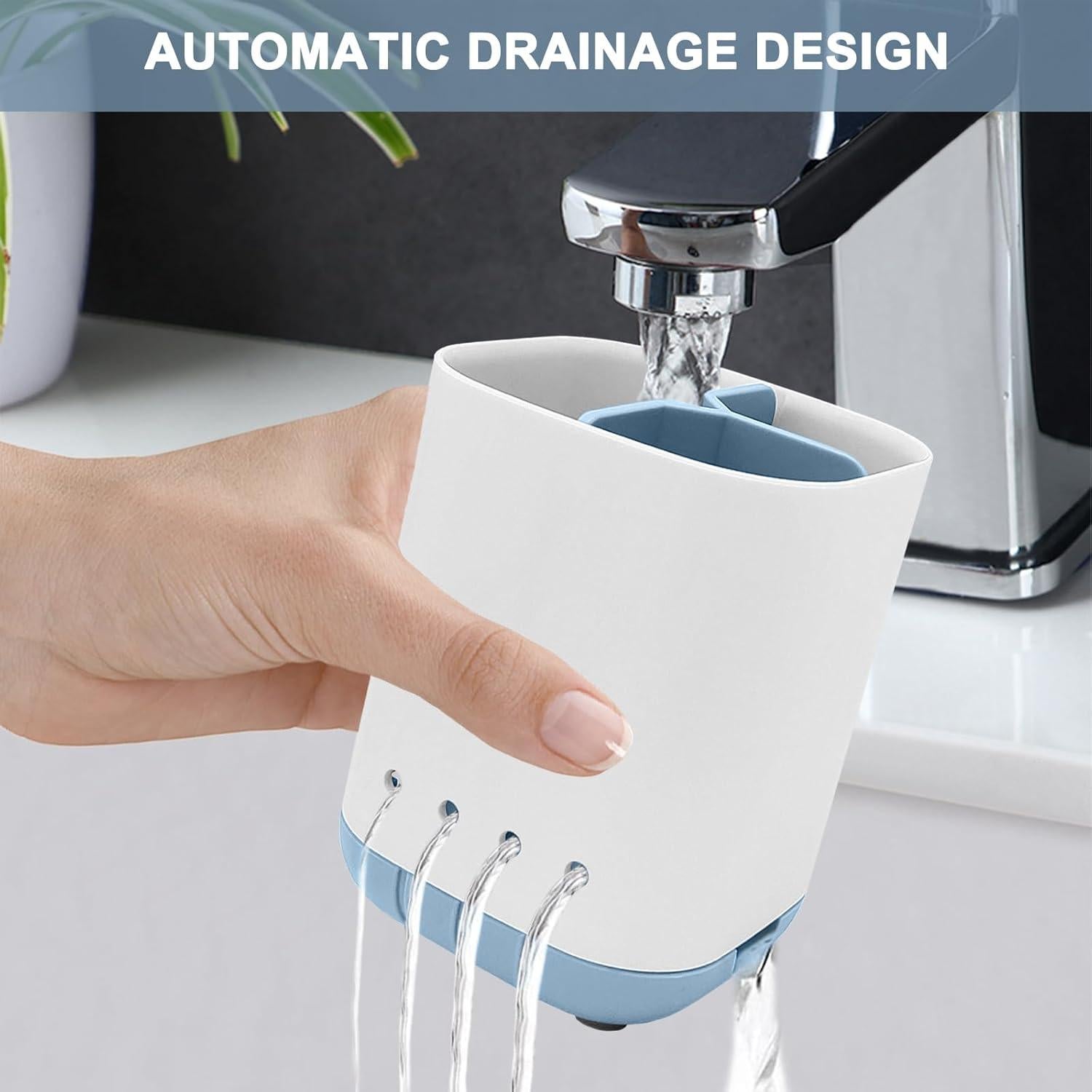 Soporte para Cepillos de Dientes Scartink Azul Desmontable 3 Compartimentos