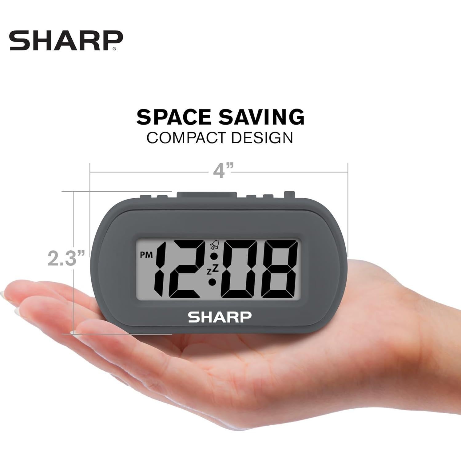 Reloj Despertador Digital SHARP SPC483 - Goma Suave Negro