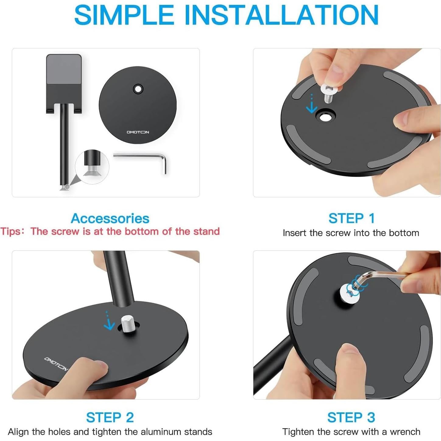 Soporte Ajustable para Teléfono OMOTON Negro 10-28 cm