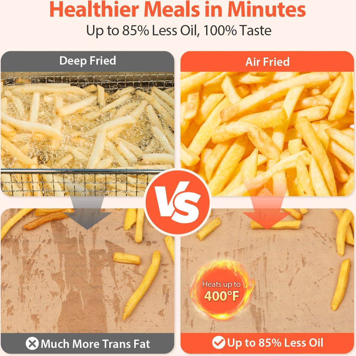 Beelicious 5.8QT Large Air Fryer, 12-in-1 Digital Airfryer with Clear Window, 40+ Recipes, Flavor-Lock Tech, Shake Reminder, Compact, Quiet, Dishwasher Safe, Nonstick (Bright White)