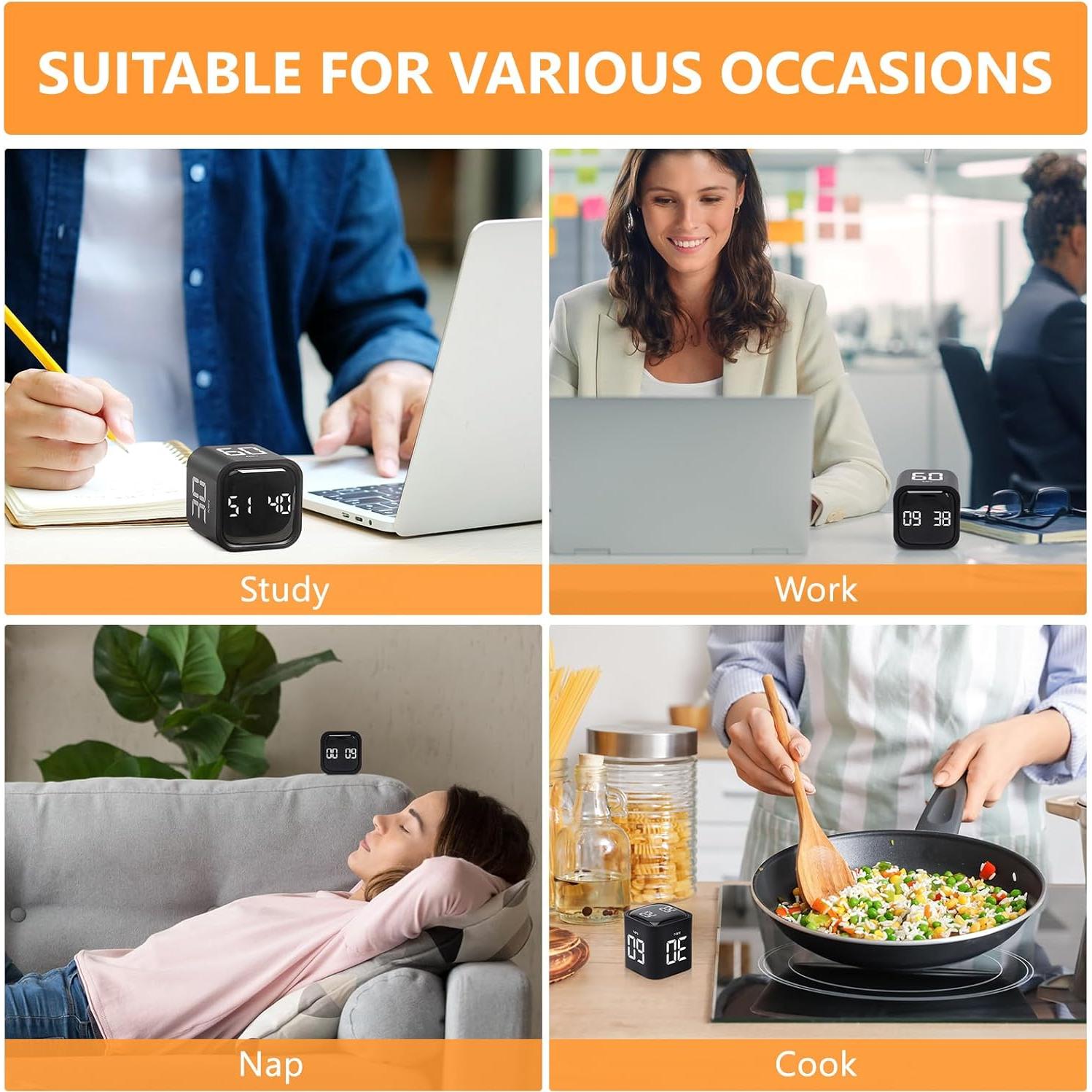 Temporizador Cubo Multifuncional GuDoQi Negro 4.4cm Recargable