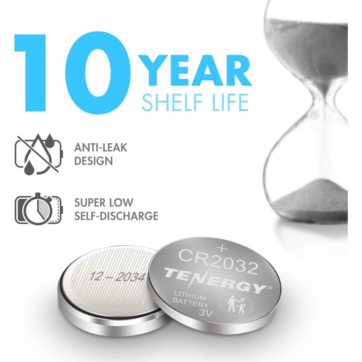 Baterías Tenergy CR2032 3V Litio - Paquete de 10 Unidades