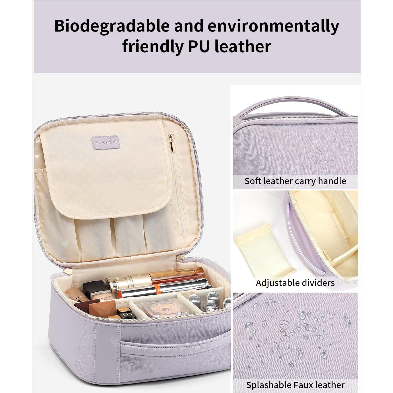 Bolsa de Maquillaje Vlando Púrpura, Organizador Portátil 25x22x10 cm