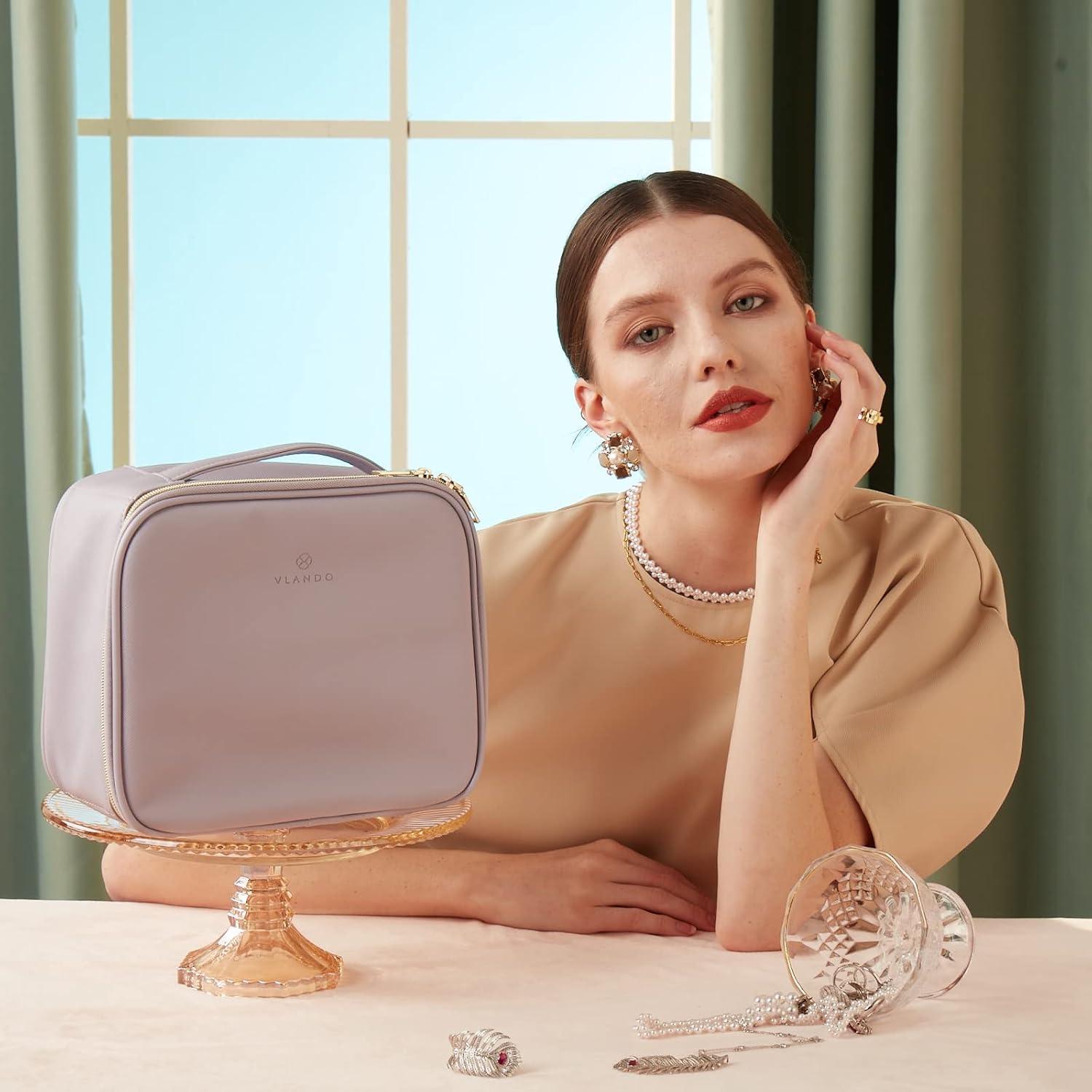 Bolsa de Maquillaje Vlando Púrpura, Organizador Portátil 25x22x10 cm