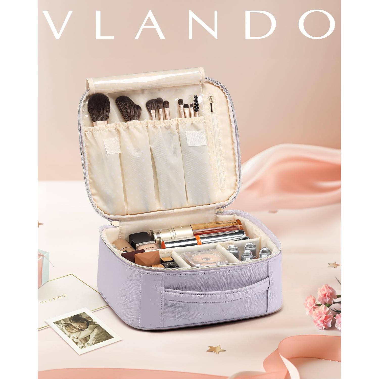 Bolsa de Maquillaje Vlando Púrpura, Organizador Portátil 25x22x10 cm