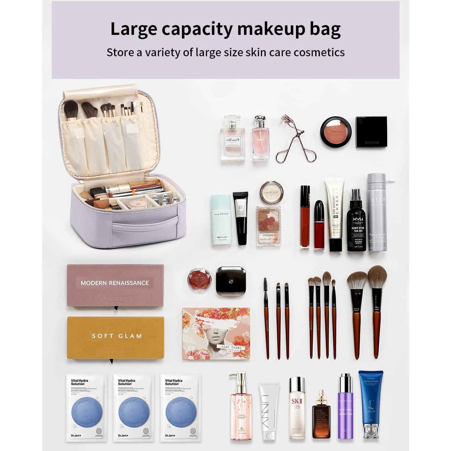 Bolsa de Maquillaje Vlando Púrpura, Organizador Portátil 25x22x10 cm