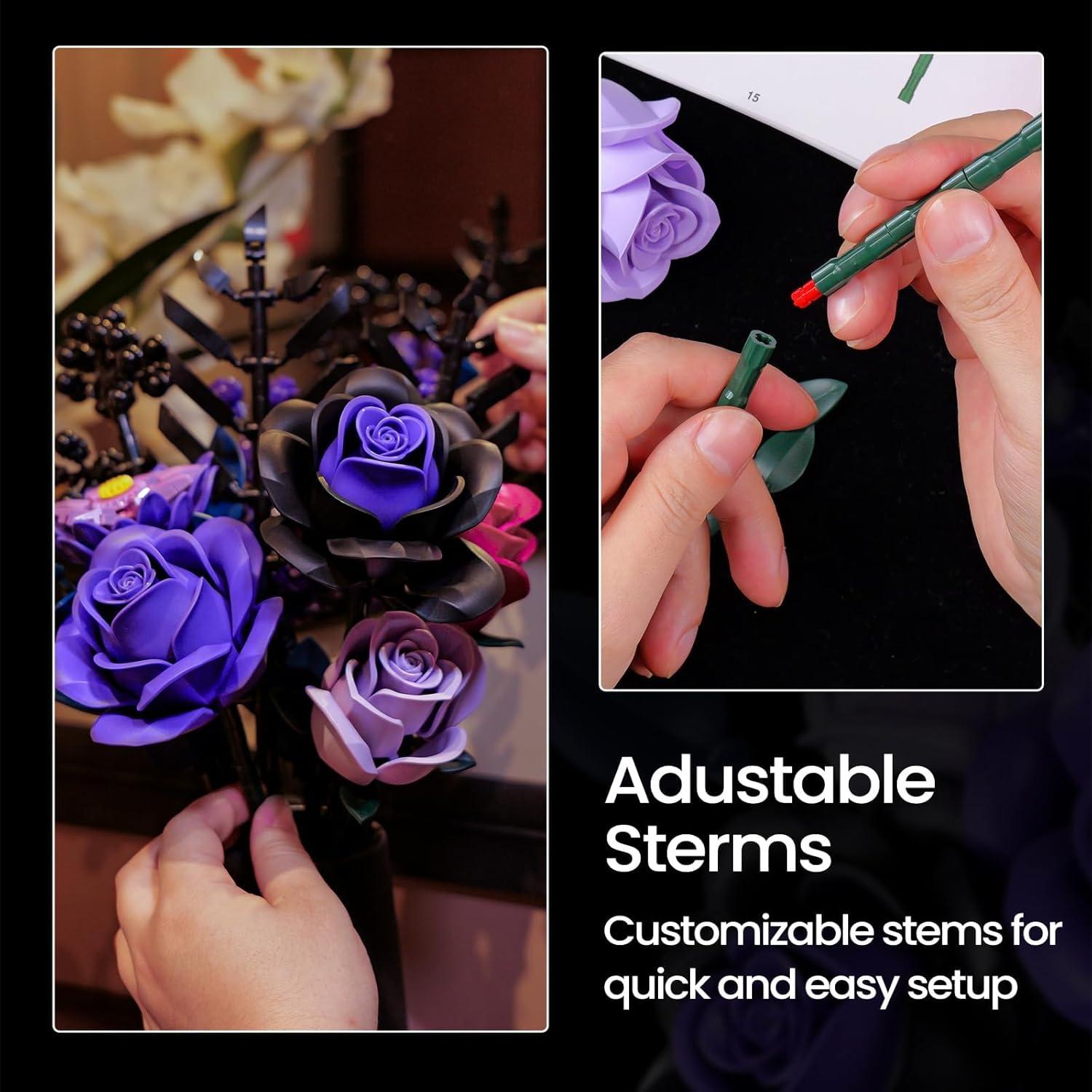 Ramo de Rosas Moradas iATOM 12 Piezas Decoración Floral