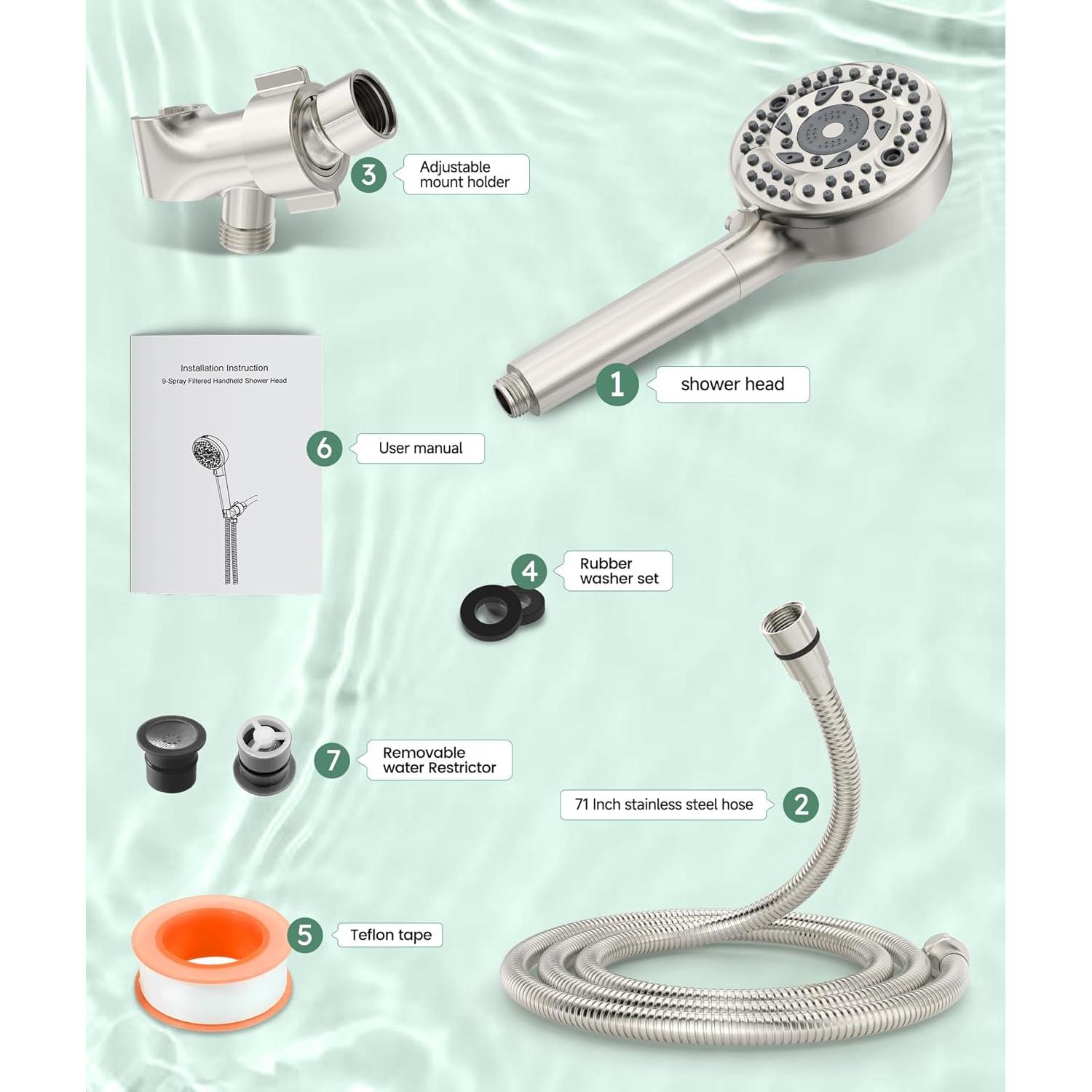 Cabezal de Ducha Filtrado SunCleanse con 9 Modos y Filtro