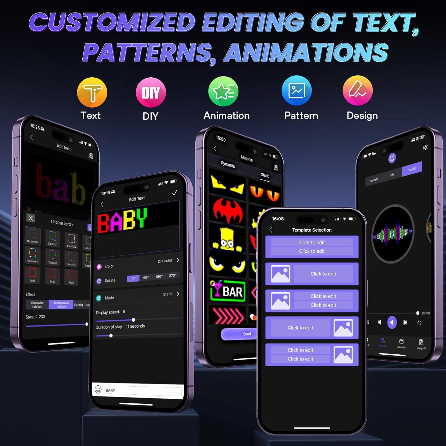 Letrero LED Programable Rayhome 27x12cm Control APP Bluetooth